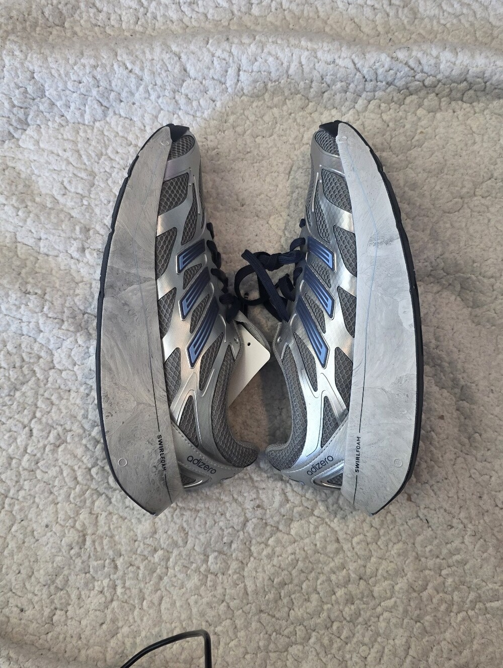Adidas Adizero Aruku Men’s Size 9 Silver Grey Blue Swirlfoam Running Shoes New